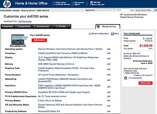 HP dv6700t pricing