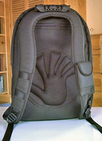 Back of the Spyder backpack with SLAPPA's styllized hand logo