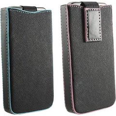 PU Leather Pouch Case With Pull Up Cord for iPhone 4