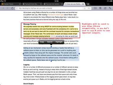 Diigo Browser for iPad includes annotation