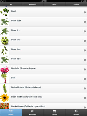 Planting Planner on iPad