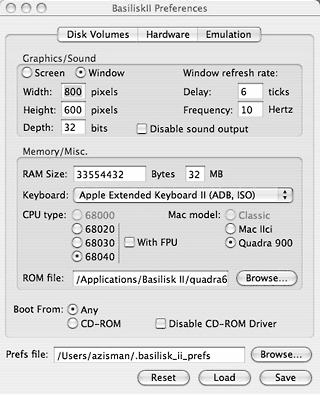 Basilisk II preferences