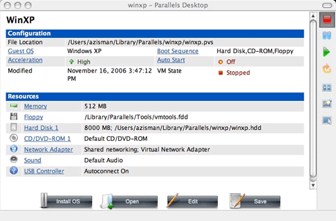 Windows XP on Parallels