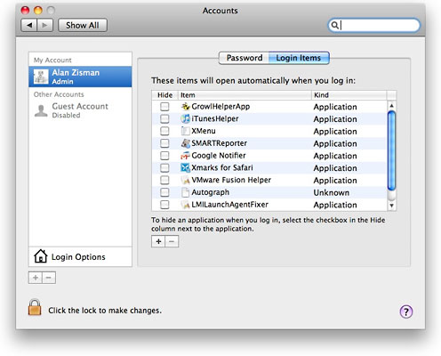 Accounts sytem preference