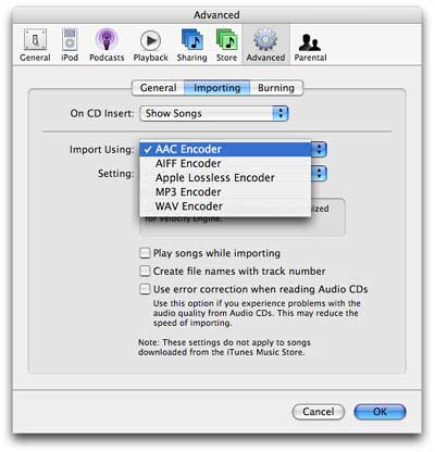 iTunes advanced preferences