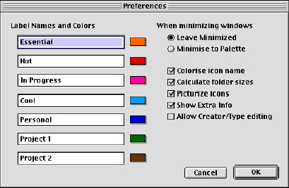 Pfinder color labels