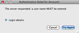 authentication failed warning