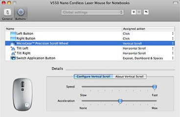 Configuring the scroll wheel in Logitech Control Center