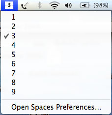 The Spaces menubar item