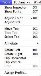 Preview's tools menu