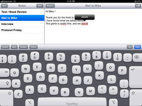 TypeWay Adaptive Keyboard for iPad