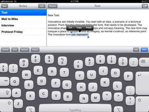 TypeWay's note pad app
