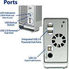 rear of Mercury Elite-AL Pro USB 2.0 Dual-Drive