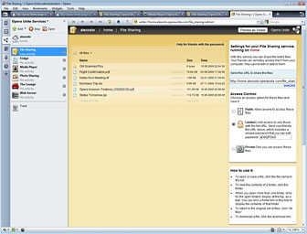 File sharing in Opera Unite