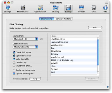 MacTuneUp Creates Bootable Backups and Disk Images