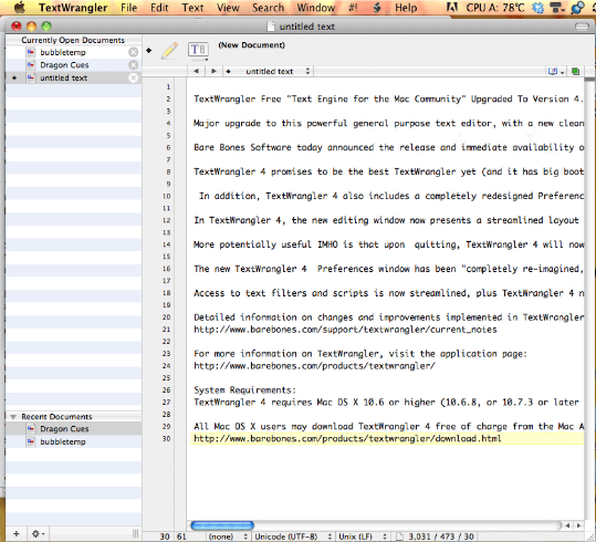 TextWrangler 4.0